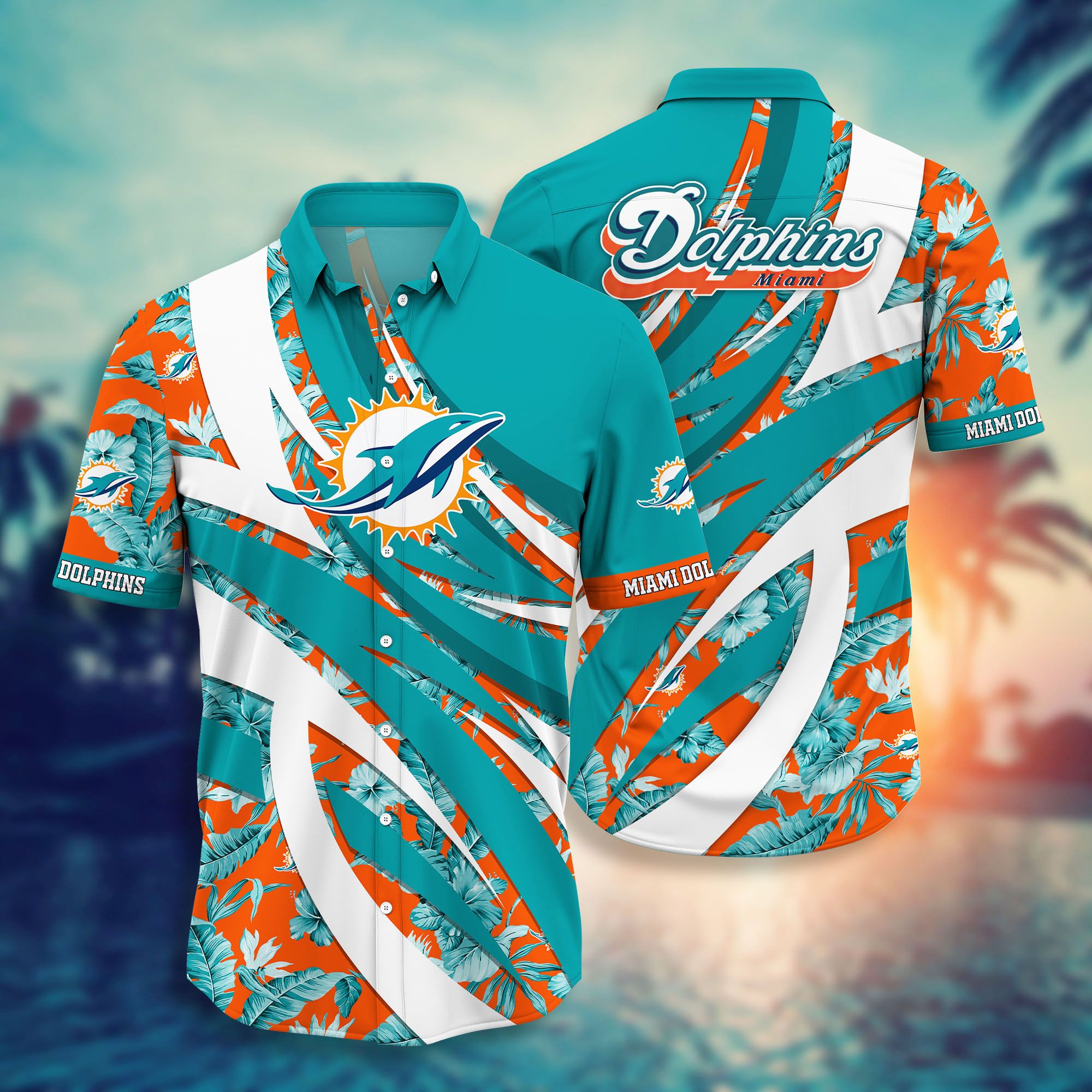 Custom Miami Dolphins Men's Aqua Any Name & Number Logo T-Shirt 