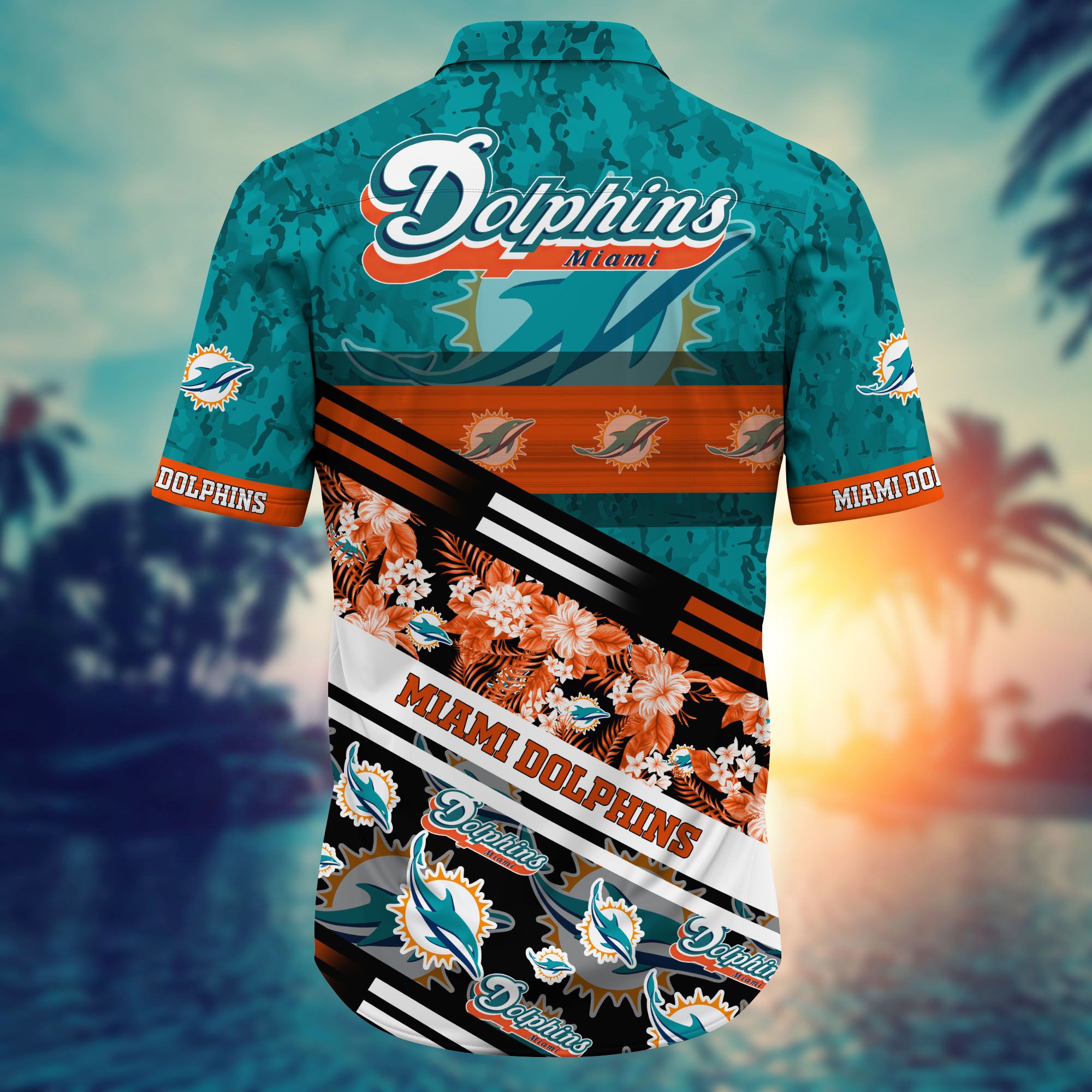 HOT Miami Dolphins Big Logo Personalized Name And Number Hawaiian Shirt