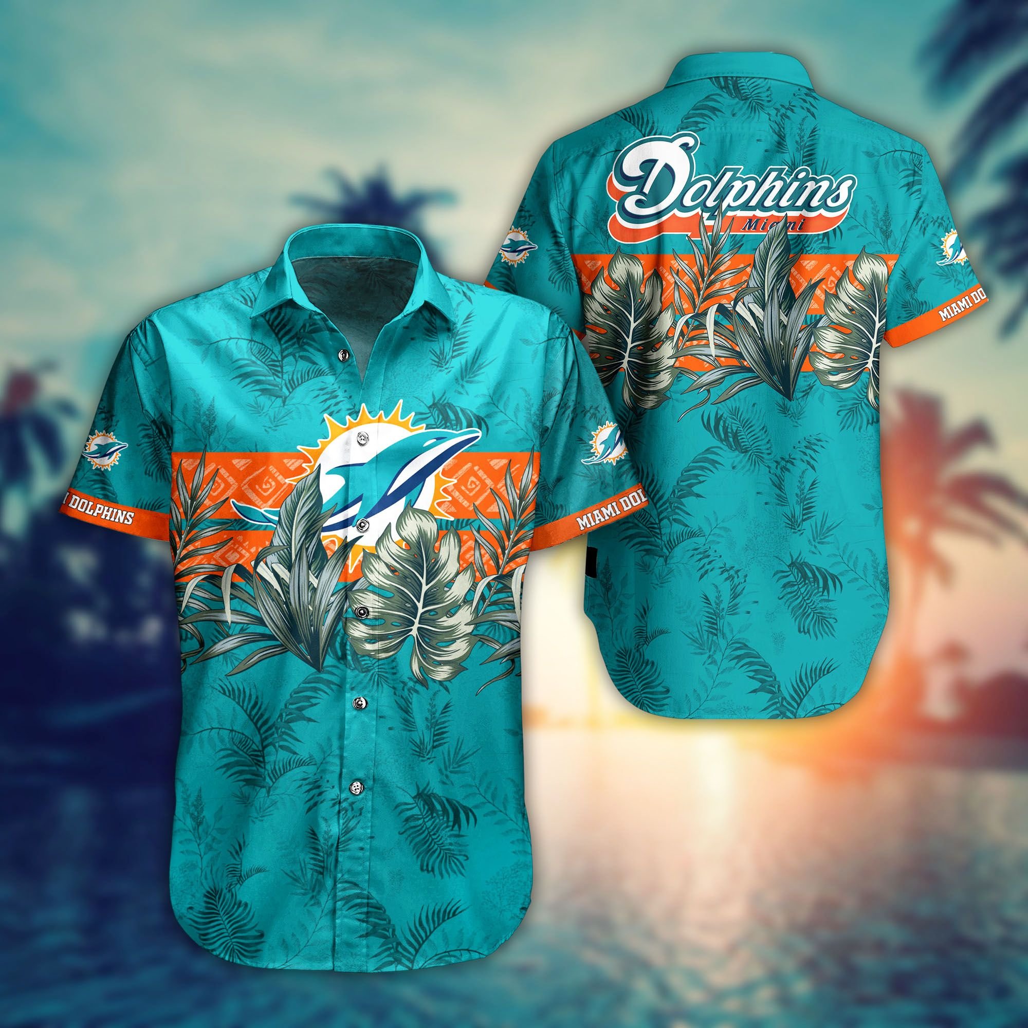 Miami Dolphins NFL Hawaiian Shirt Vintage US Flag Graphic Summer