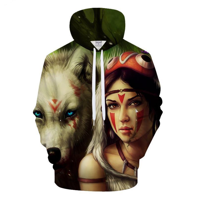 Princess Mononoke 3D Hoodie Sweatshirt Pullover