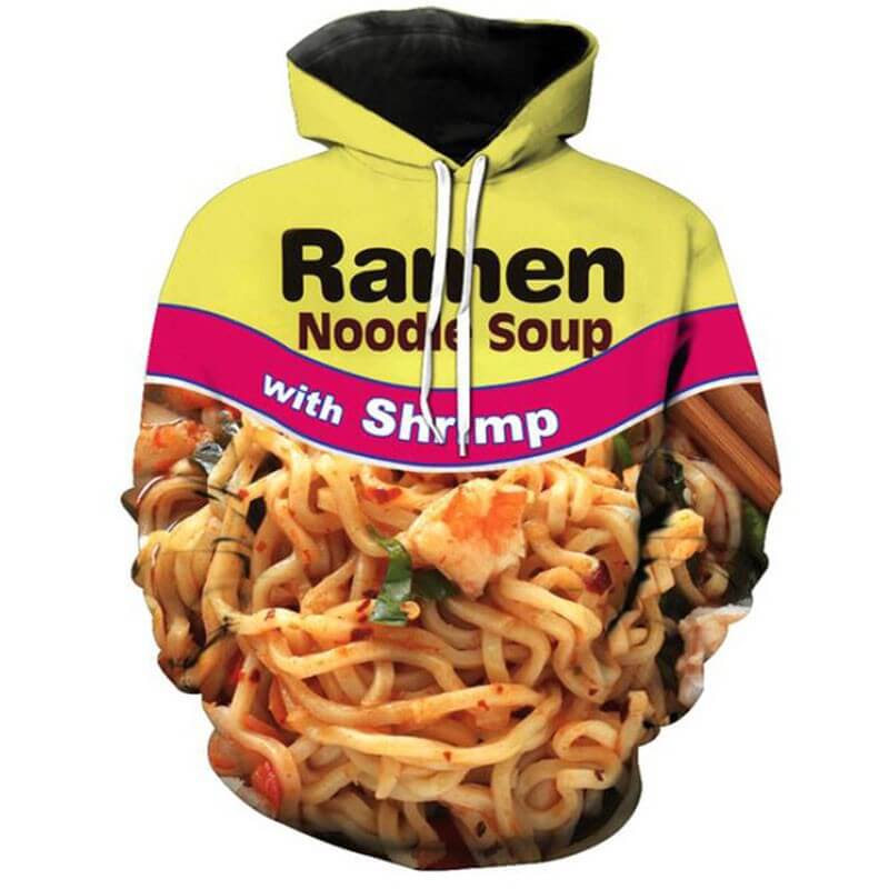 Ramens Noodle Soup Food Shrimp Unisex Adult Cosplay 3D Print Hoodie Pullover Sweatshirt