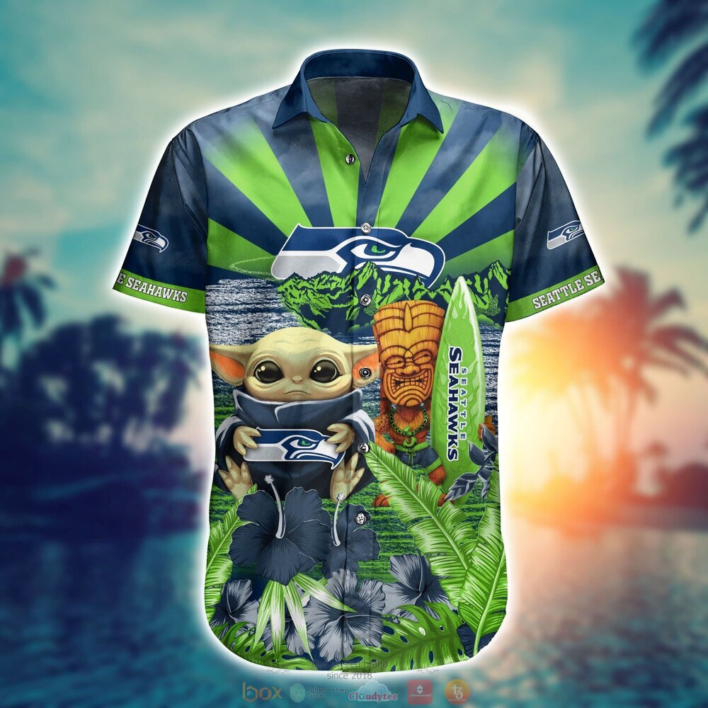 Seattle Seahawks NFL Mens Hawaiian Button Up Shirt