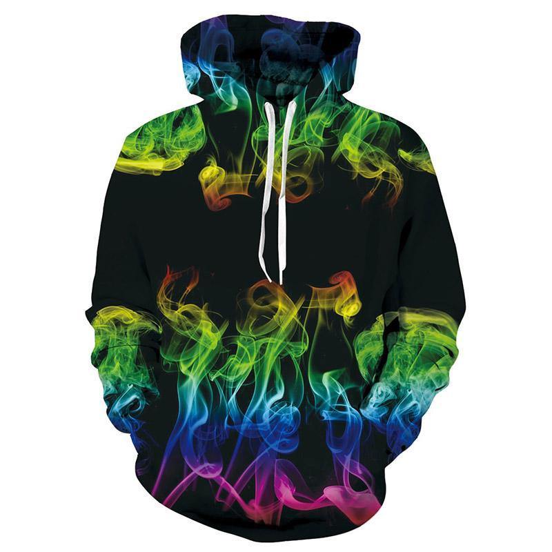 Men 3d abstract smoke print hooded sweatshirt online