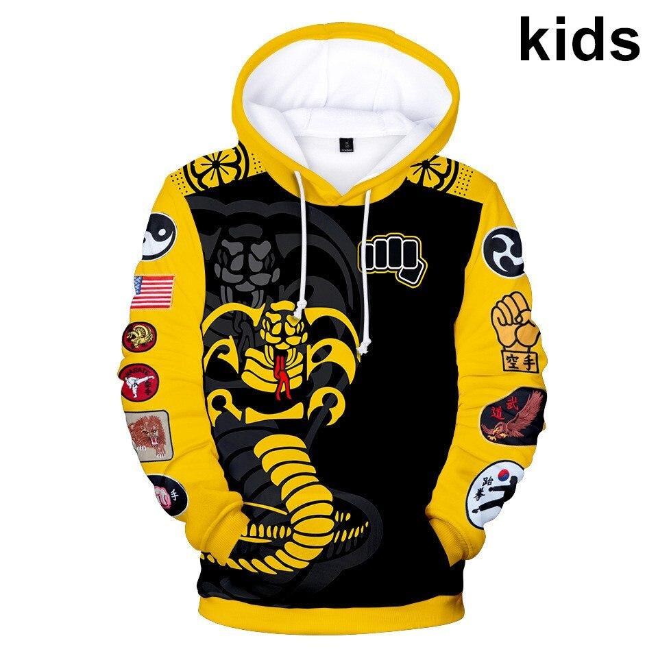 2 To 14 Years Kids Cobra Kai 3D Printed Sweatshirt The Karate Kid Cosplay Pullover Hoodies