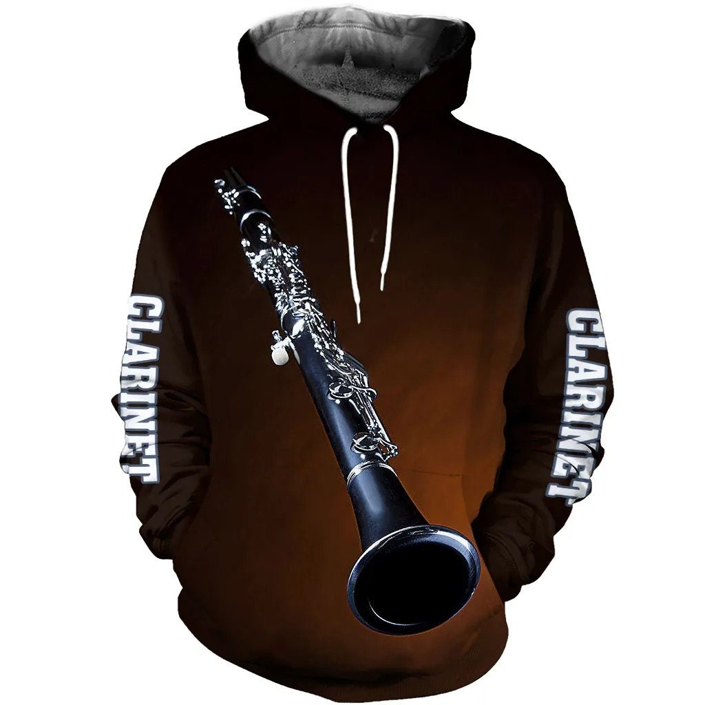 3Ds Alls Overs Printeds Clarinets AOPs Unisexs Hoodies