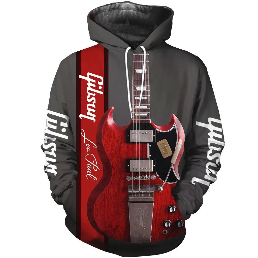 3Ds Alls Overs Printeds Electrics Guitars Reds AOPs Unisexs Hoodies