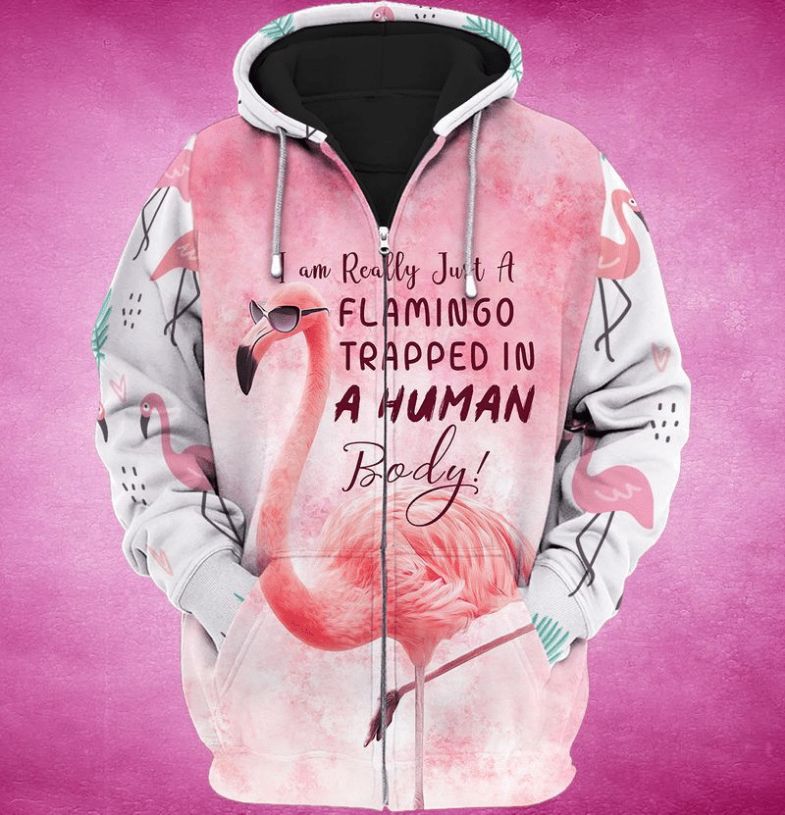 Flamingo I Am Really Just A Flamingo Trapped In A Human Body Gift 3d Hoodie