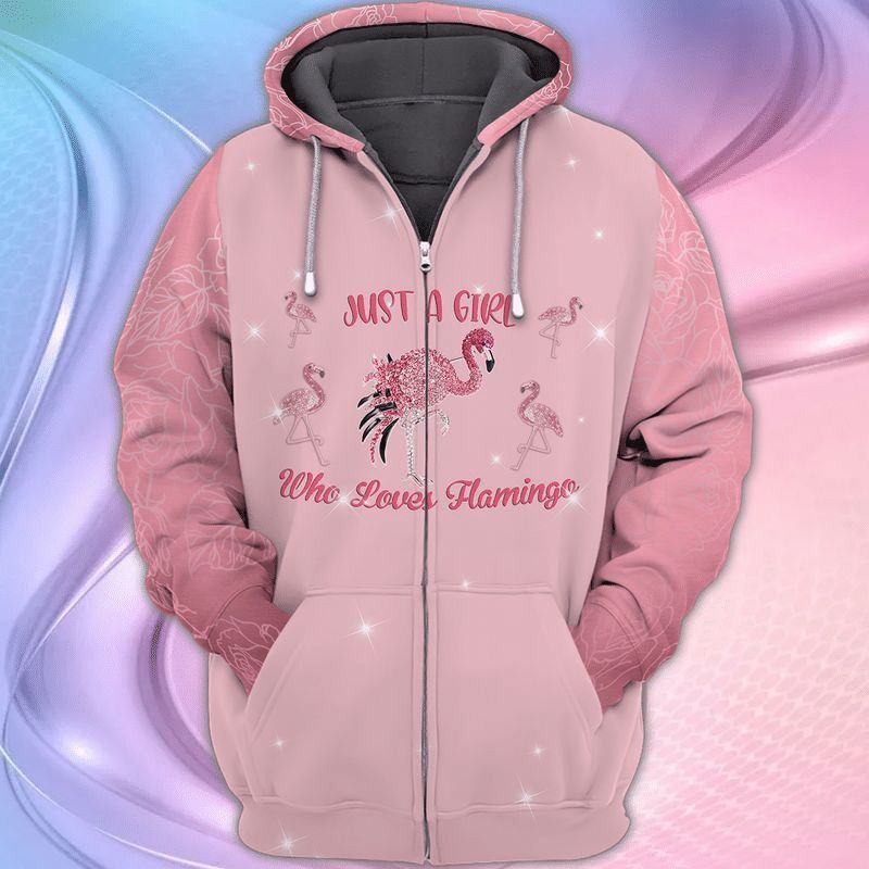 Flamingo Just A Girl Who Loves Flamingo Gift 3d Zip Hoodie