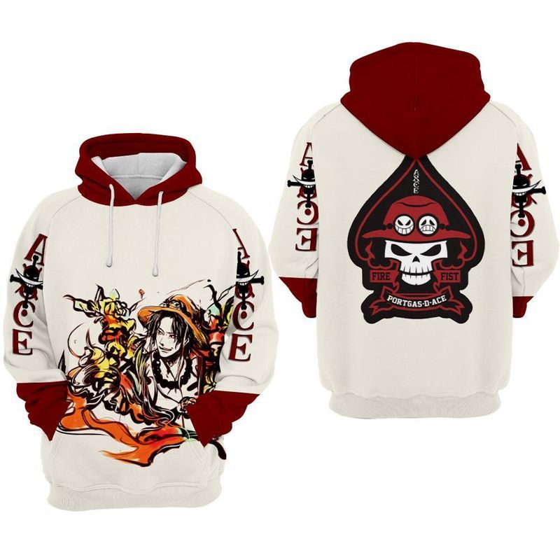 Portgas D Ace One Piece Over Print 3d Zip Hoodie