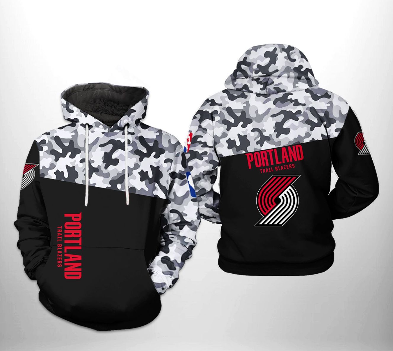 Portland Trailblazers NBA Camo Veteran Team 3D Printed Hoodie