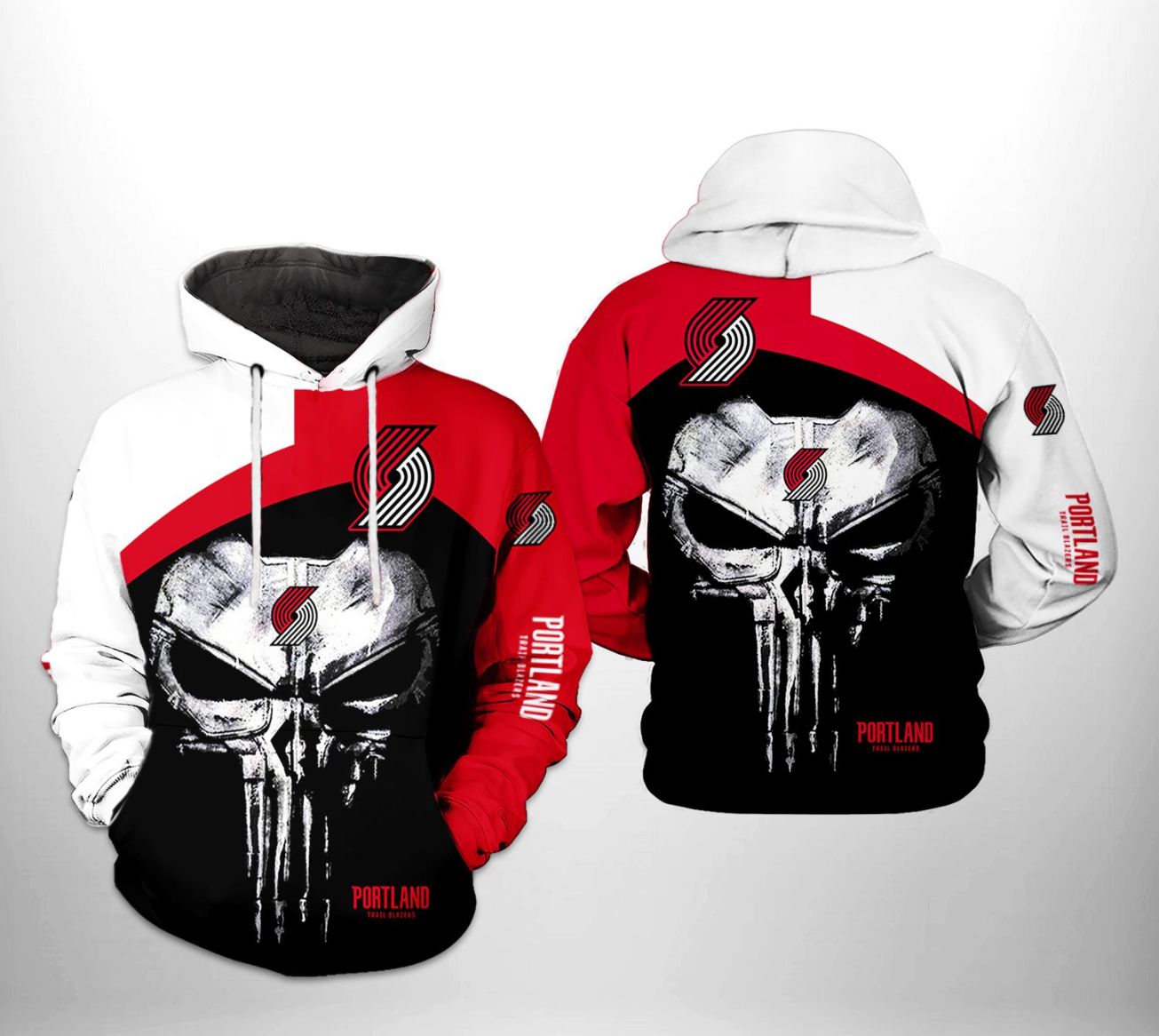 Portland Trailblazers NBA Skull Punisher Team 3D Printed Hoodie