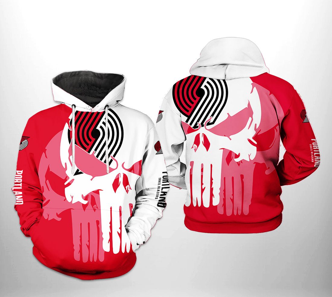 Portland Trailblazers NBA Team Skull 3D Printed Hoodie