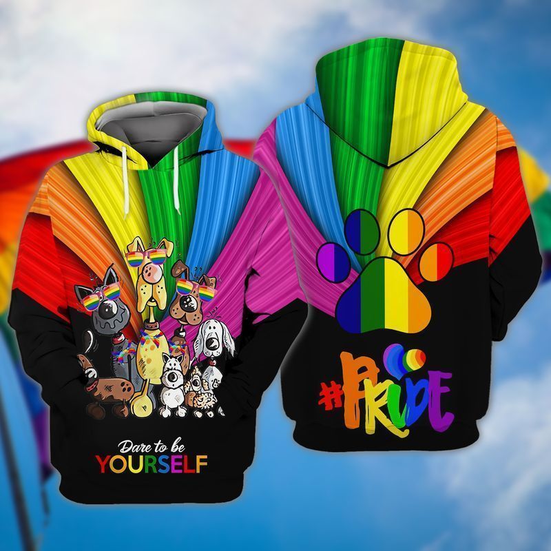 Pride Lgbt Dare To Be Yourself Dogs Lover 3d Zip Hoodie