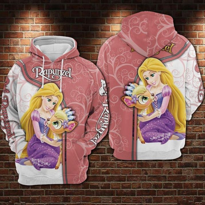 Rapunzel Tangled And Bambi Funny Over Print 3d Zip Hoodie