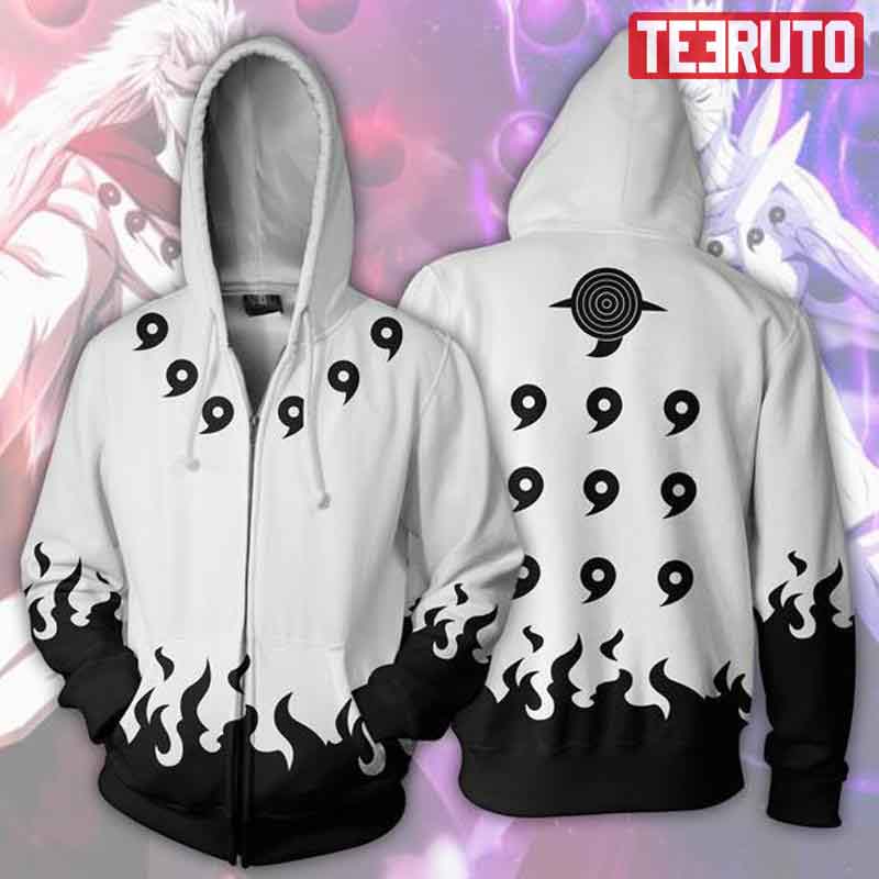 Rikudou Sennin Mode White - Naruto Anime Cosplay Zip Up Jacket Hoodie