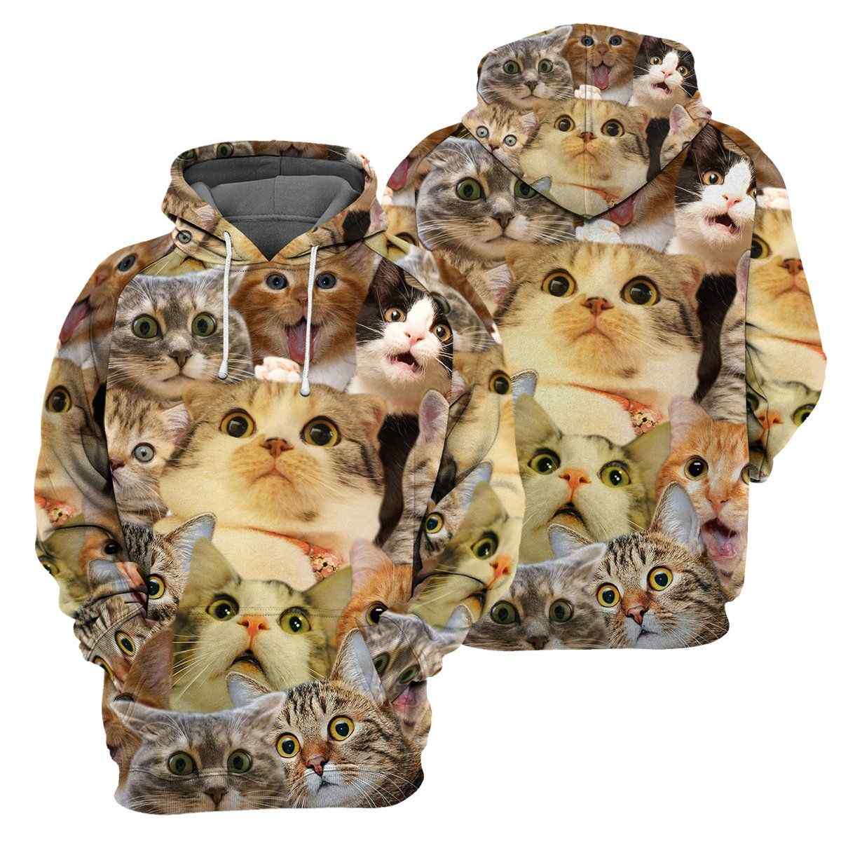 Cat printed hoodie sale