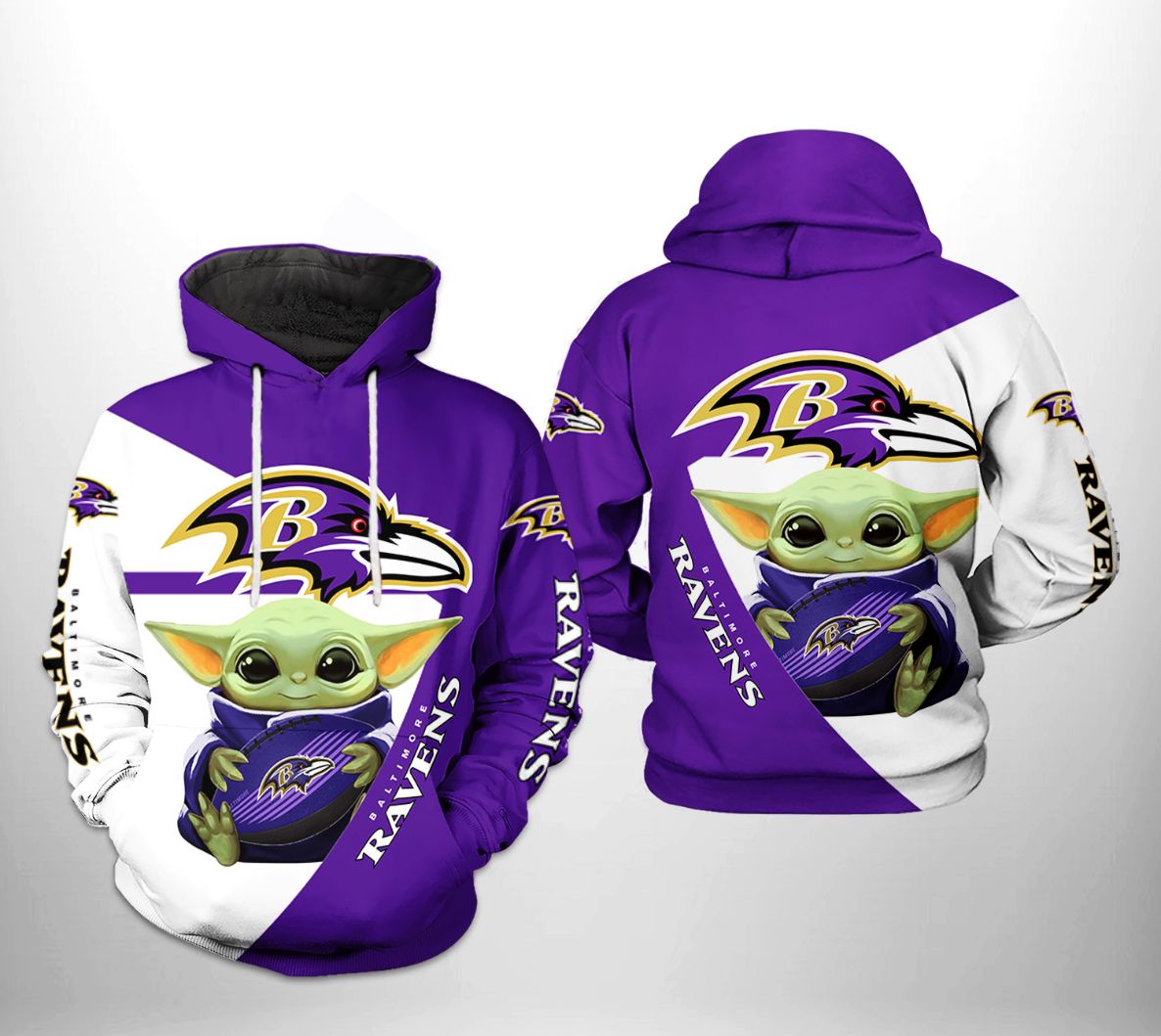 Baltimore Ravens X Baby Yoda Lover Baby Yoda T Shirt Hoodie Jersey 3D Polo  Shirt