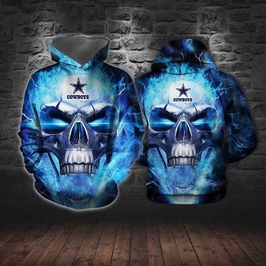 Dallas Cowboys New Skull Neon 3D Hoodie All Over Print Dallas