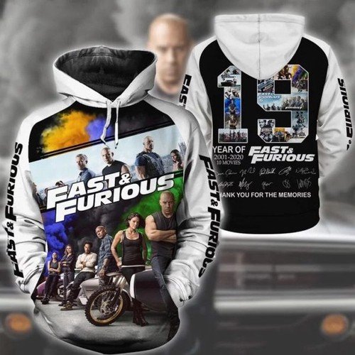 Fast Furious 19 Years Of 2001 Thank You For The Memories Hoodie 3D