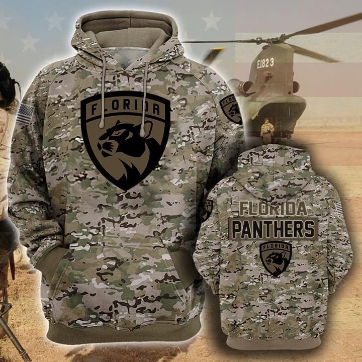 Florida Panthers Camouflage Veteran 3d Cotton Hoodie
