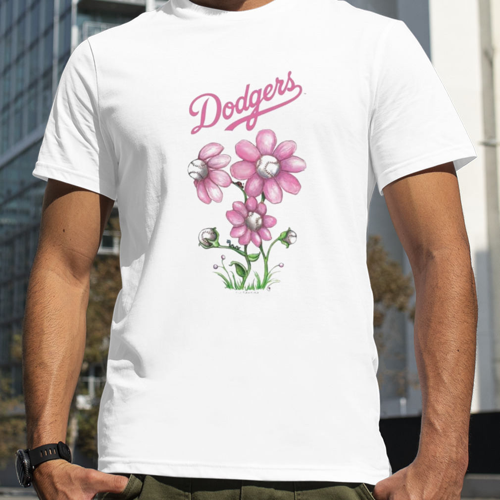 Los Angeles Dodgers Blooming Baseballs Tee Shirt Women's 2XL / White