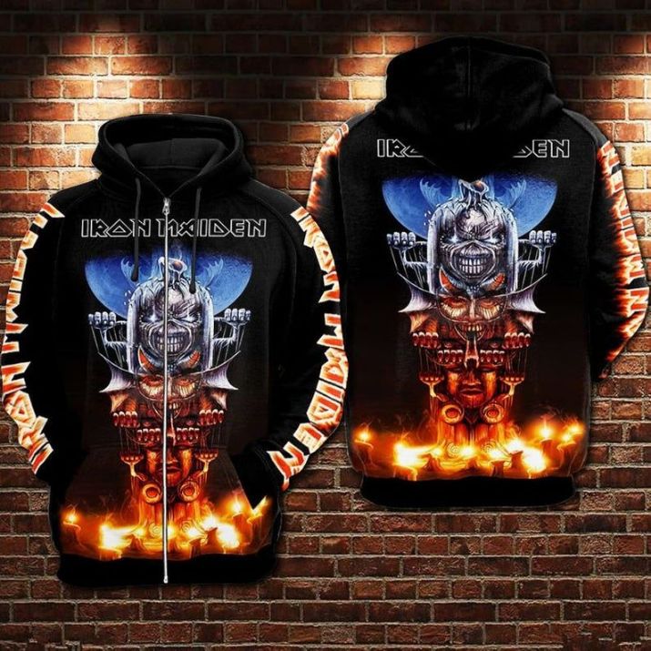 Iron Maiden Mortor Zip 3d T Shirt Zip Bomber Hoodie