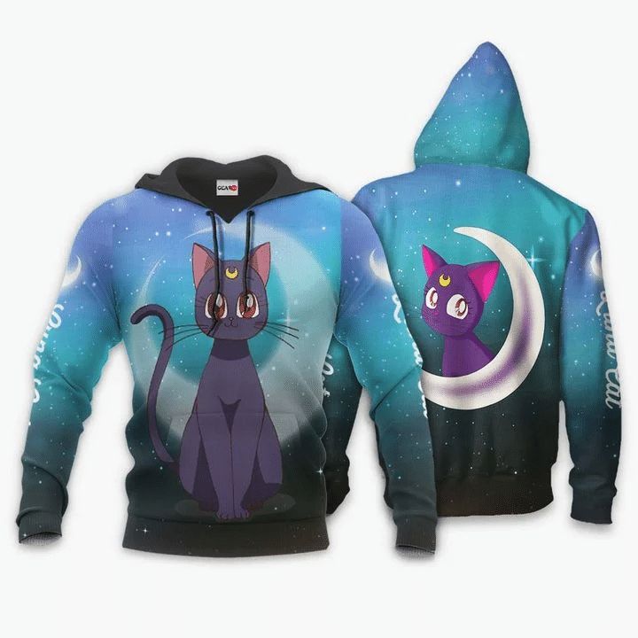 Luna Cat Anime Manga Sailor Moon 3d T Shirt Zip Bomber Hoodie