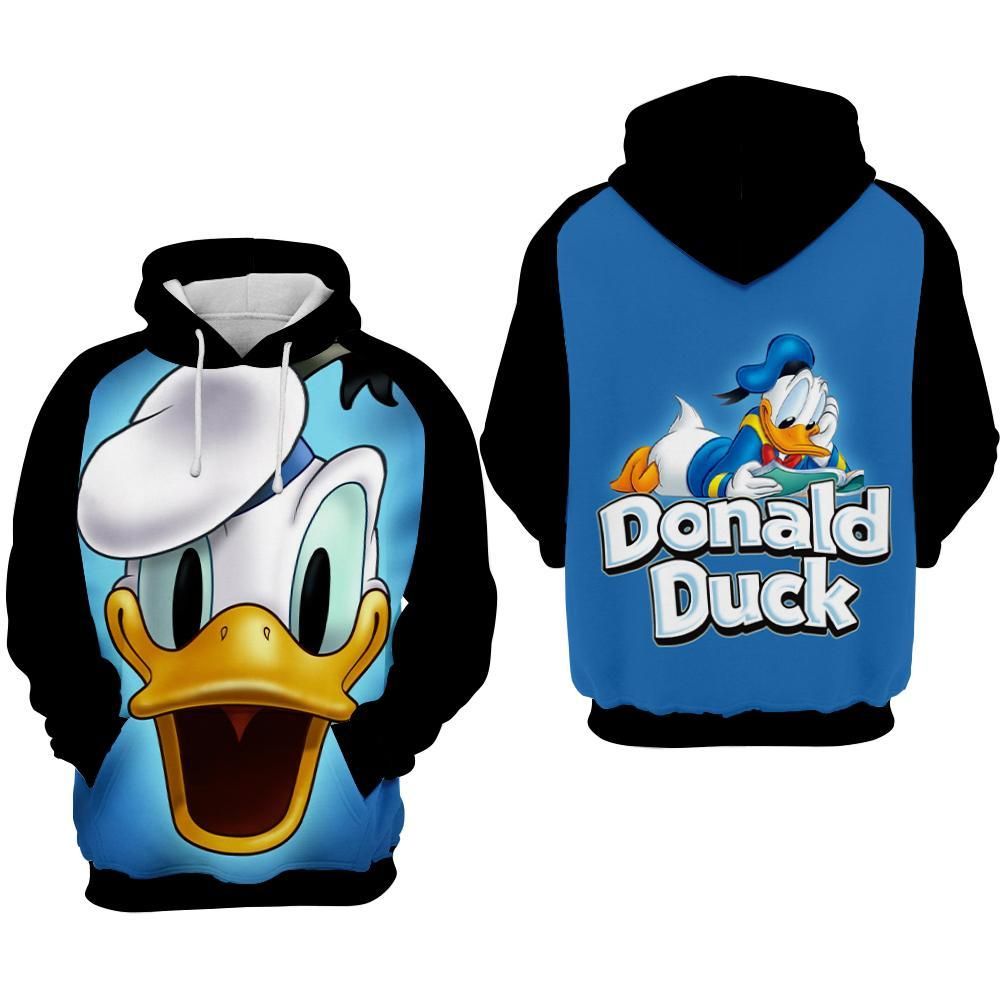 Donald Duck Blue Over Print 3d Zip Hoodie