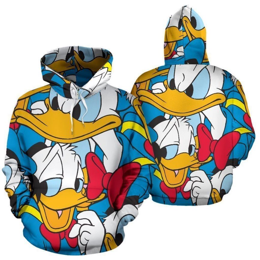 Donald Duck Movies Disney 3 Over Print 3d Zip Hoodie