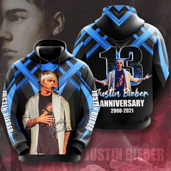 Justin Bieber 13th Anniversary 2005 2021 Signature Design Gift For Fan Custom 3d All Over Printed Hoodie
