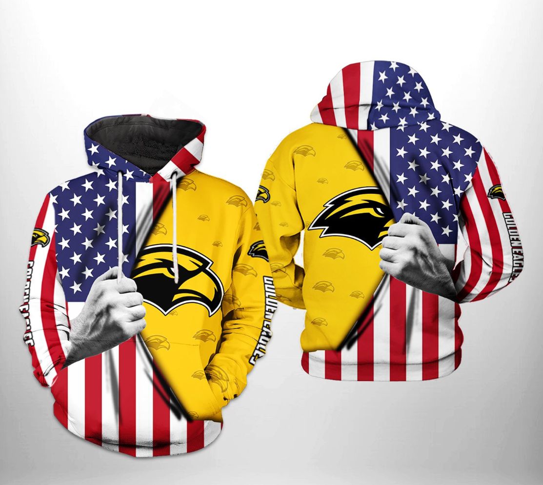 Southern Miss Golden Eagles NCAA US Flag 3D Printed Hoodie