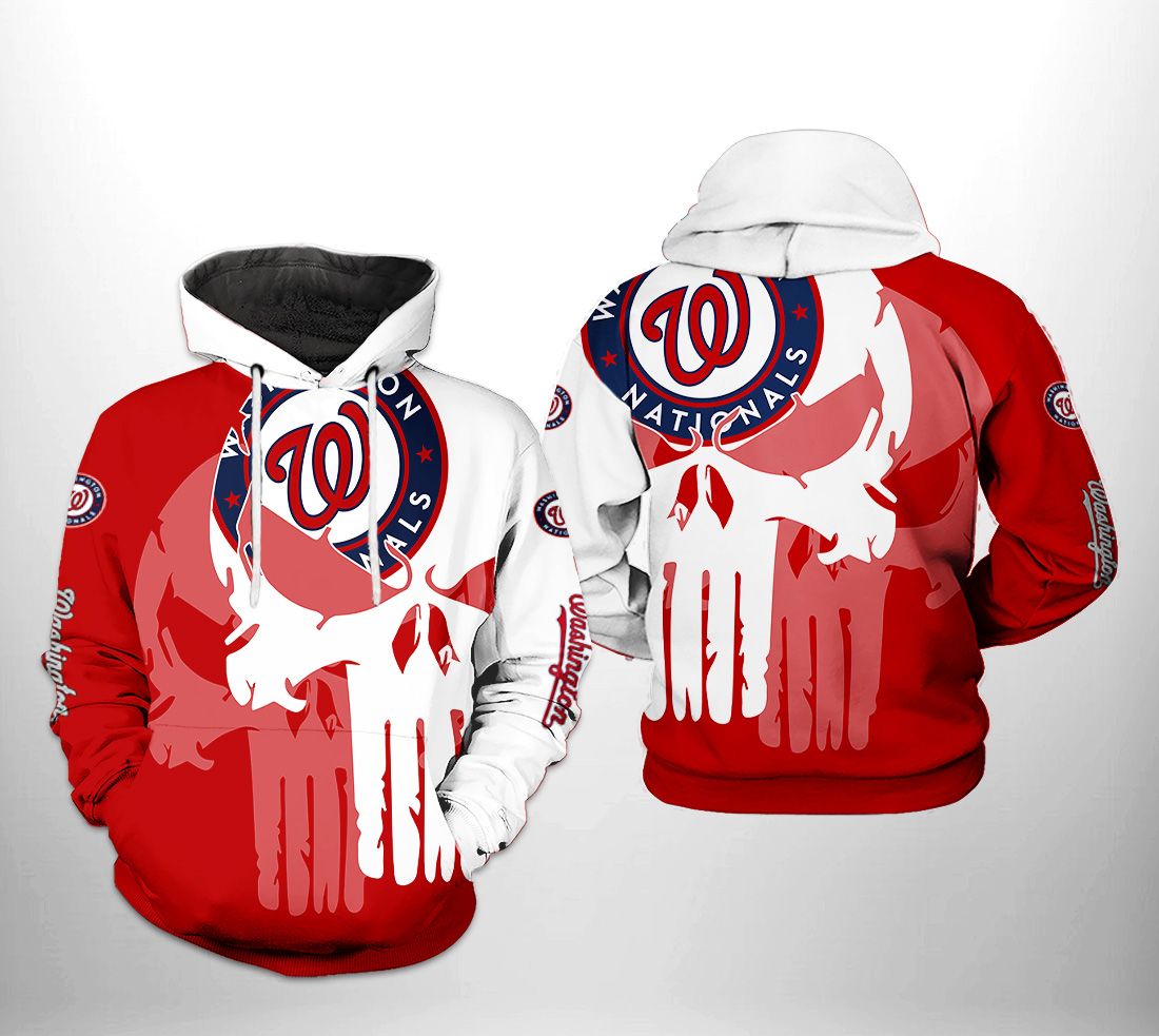 Washington Nationals MLB Team Skull 3D Printed Hoodie