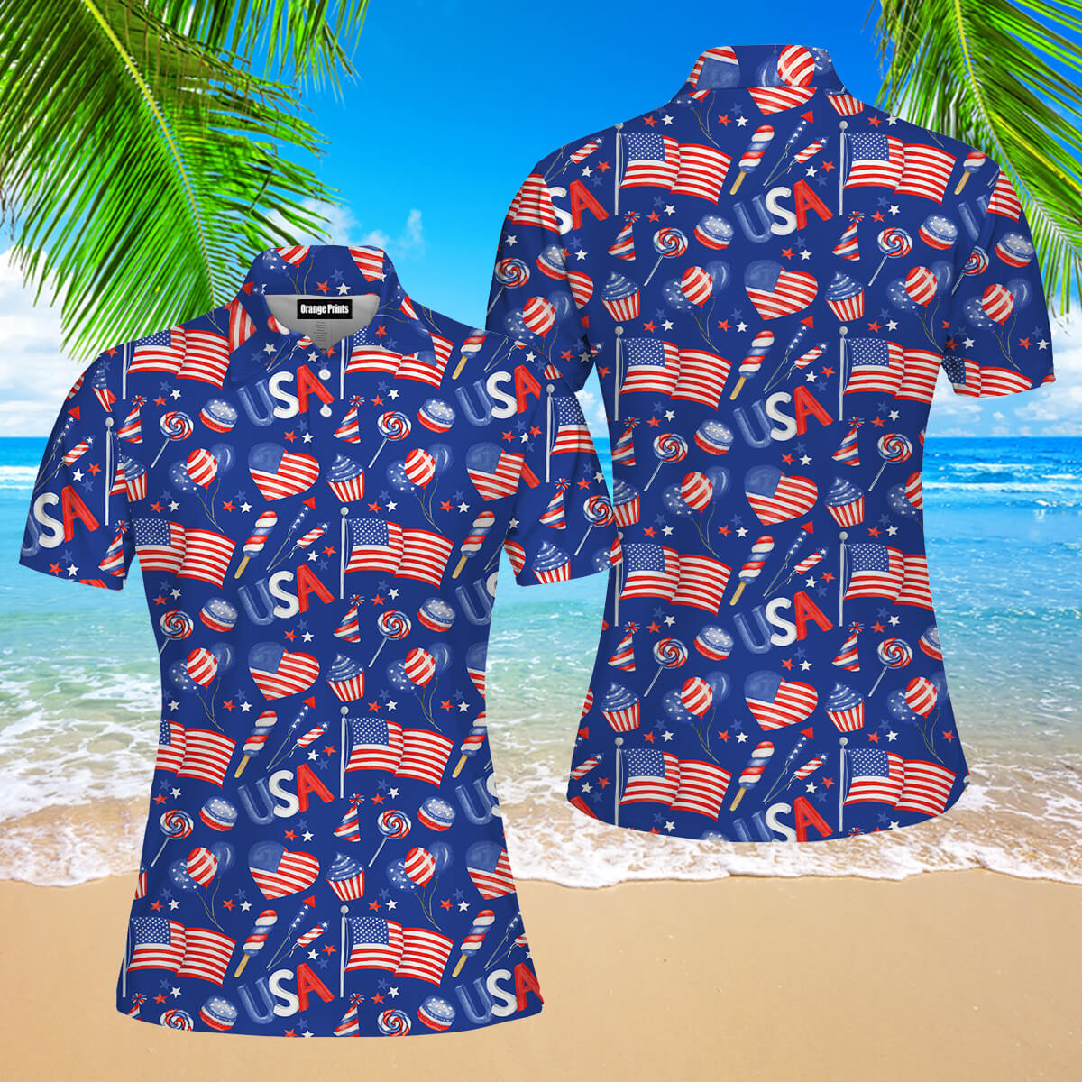4th Of July Patriotic American Flags Polo Shirt  For Women  PO5323