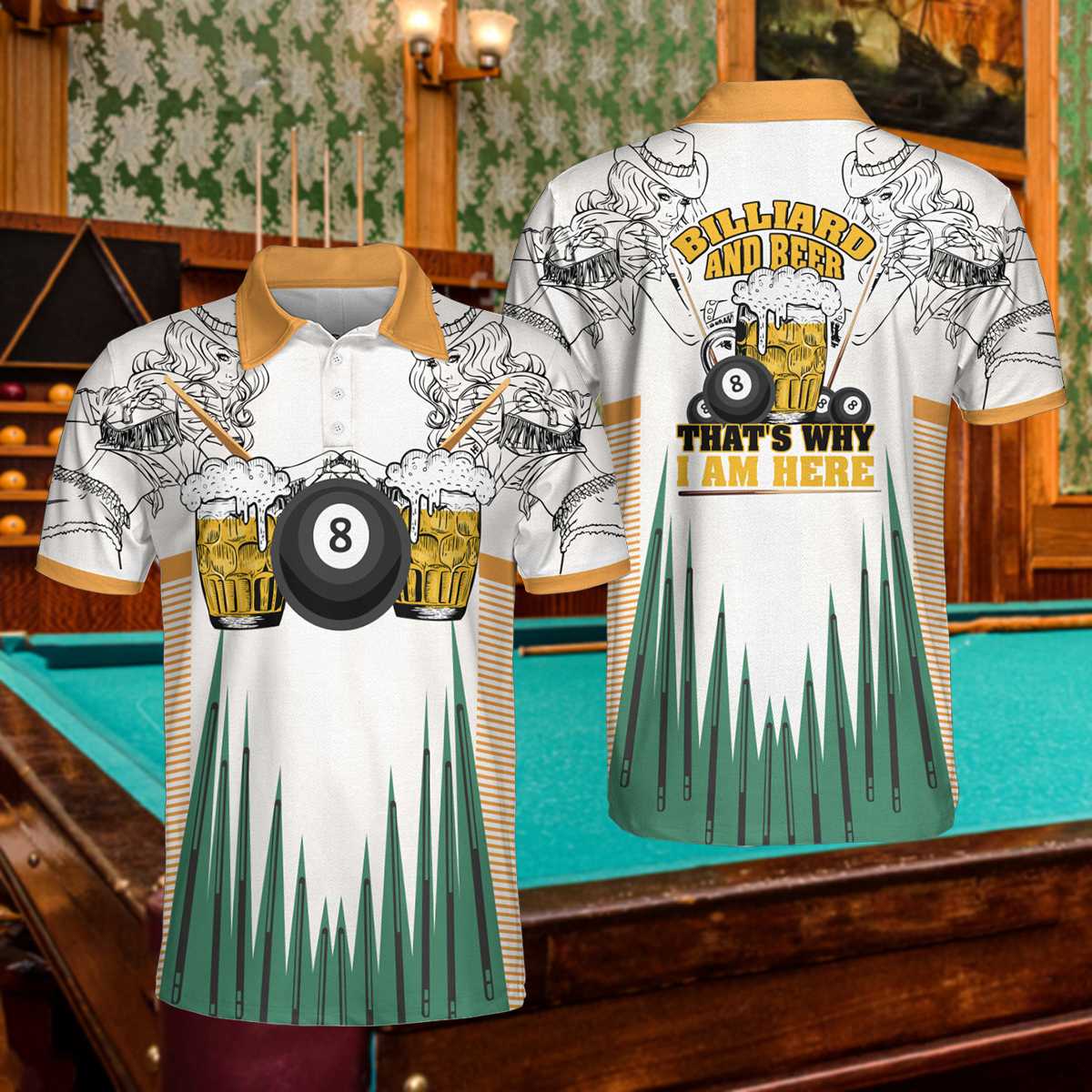 8-balls Billiards And Beer Cowgirl That's Why I Am Here Best Polo Shirt  For Men & Women  PO1714
