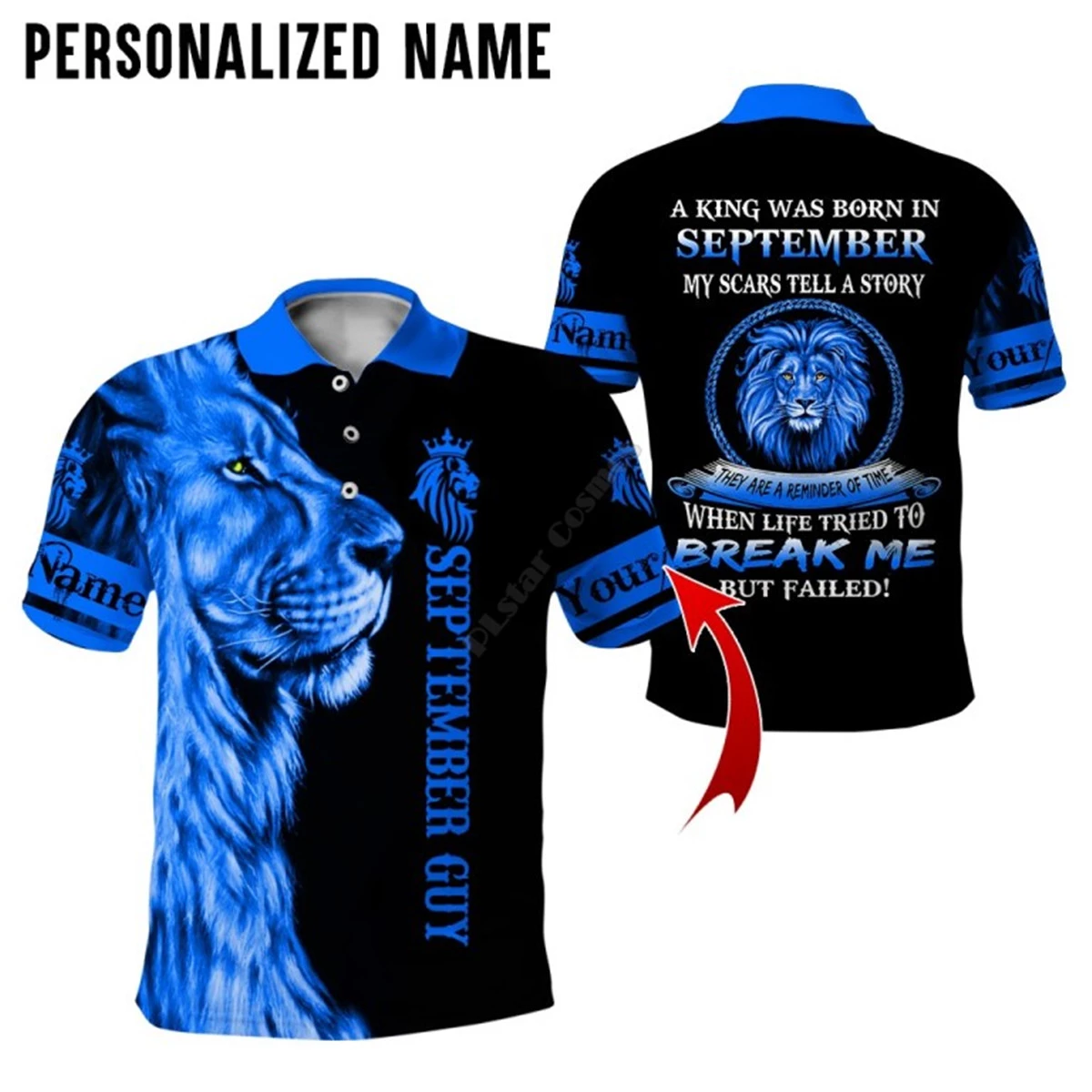 A King Was Born In September Lion Custom Name Polo Shirt  For Men & Women  PN1032