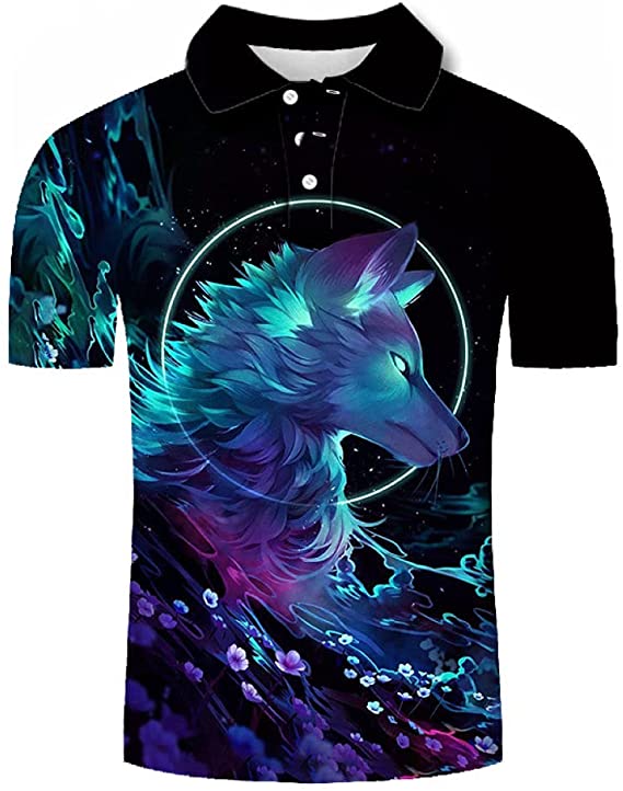 Printed Summer Unisex Lapel Button Novelty Sho Polo Shirt  For Men & Women  PO1527