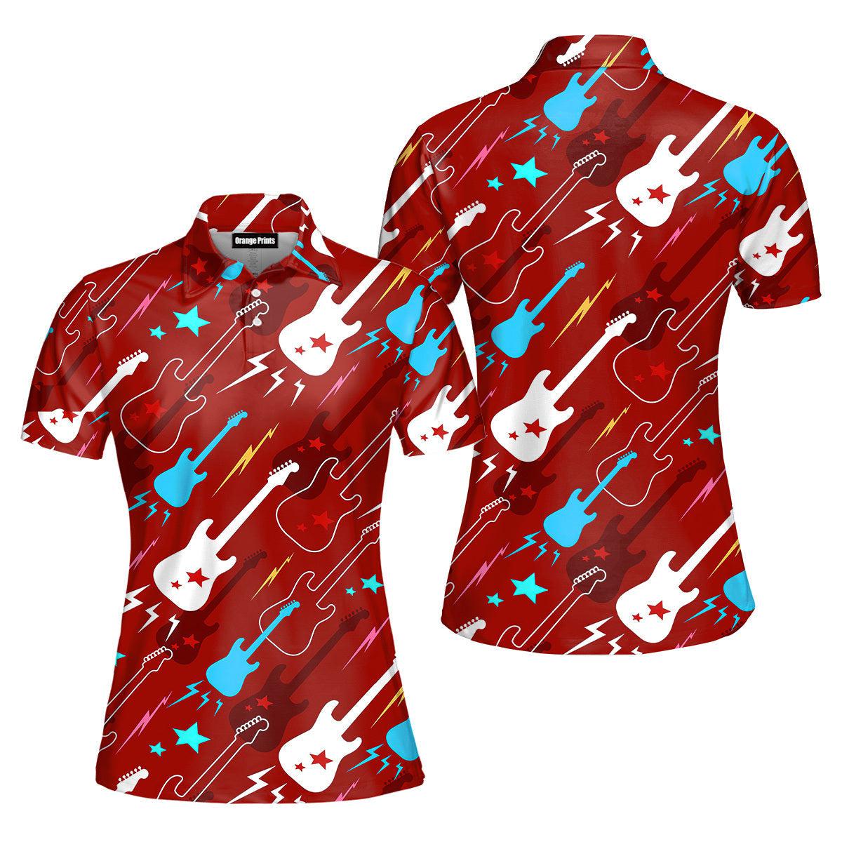 Red Electric Guitar Polo Shirt  For Women  PO5222