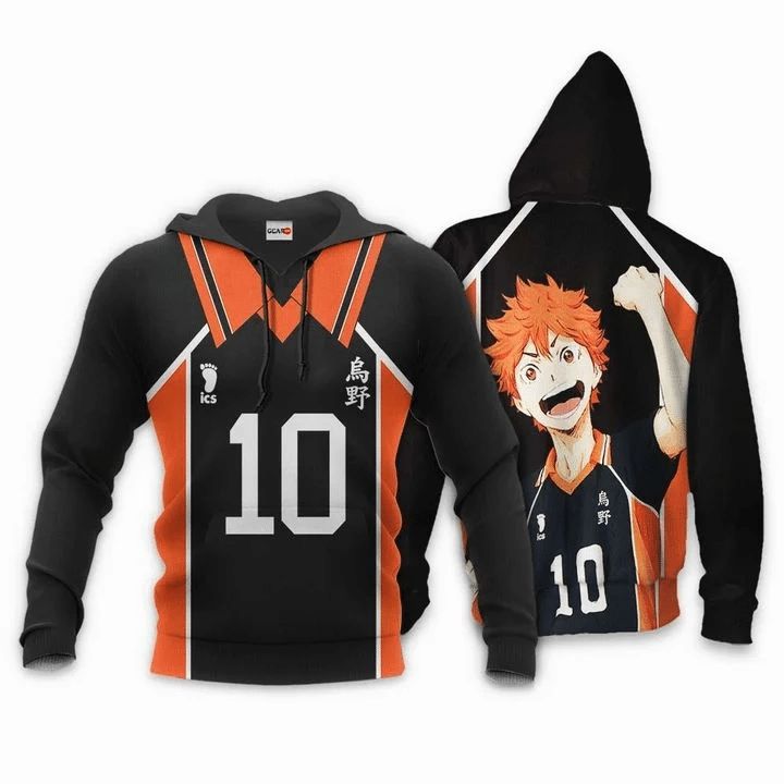 Shoyo Hinata Karasuno Anime Manga Haikyuu Number 10 3d Zip Hoodie