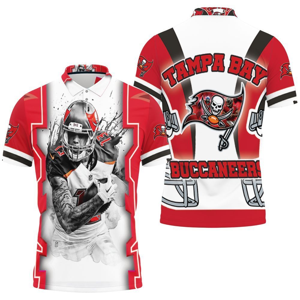 #13 Mike Evans Tampa Bay Buccaneers Nfc South Division Champions Super Bowl 2021 Black And White 3d Polo Shirt All Over Print Shirt 3d T-shirt