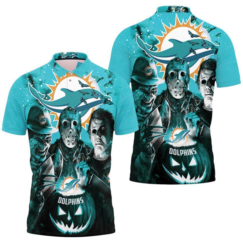 Halloween Freddy Jason Michael Myers Loves Dolphins Pumpkin Head Jersey 3d Polo Shirt Jersey All Over Print Shirt 3d T-shirt