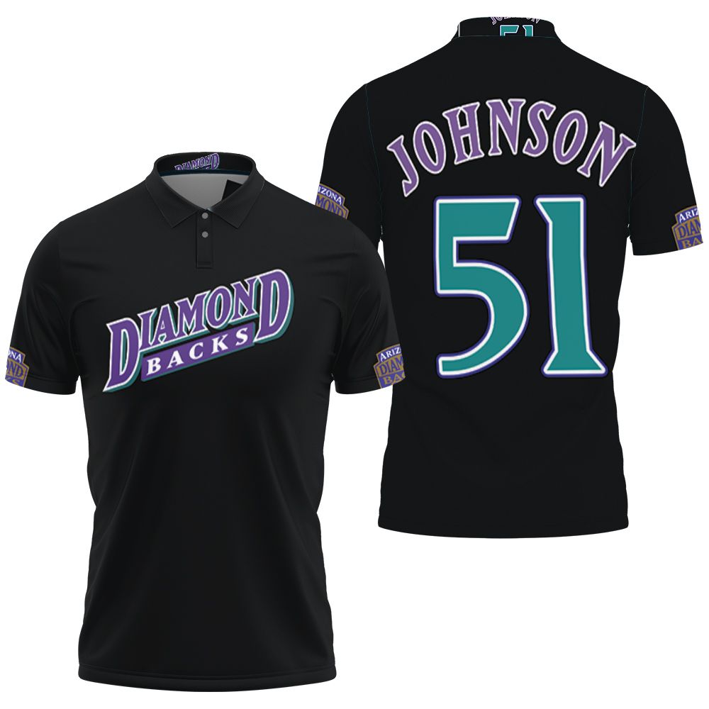 Randy Johnson #51 Arizona Diamondbacks Mlb Cooperstown Collection Black 2019 3d Designed Allover Gift For Diamondbacks Fans Polo Shirt