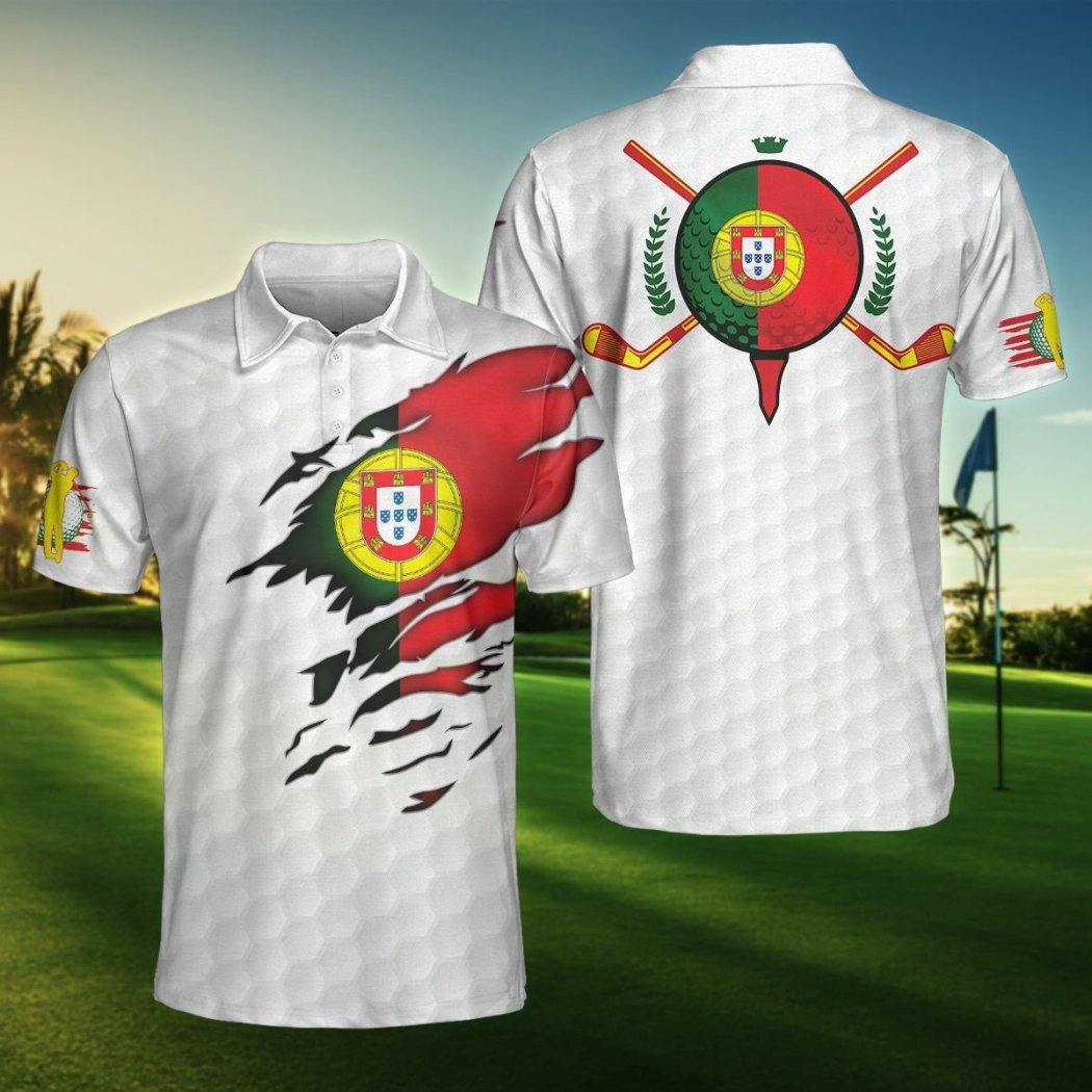 Portugal Flag Golfer Polo Shirt For Men and Women
