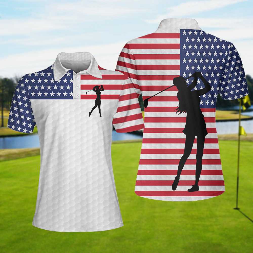 Premium American Golfer Female Ver. Short Sleeve Polo Shirt, Polo Shirts For Men And Women