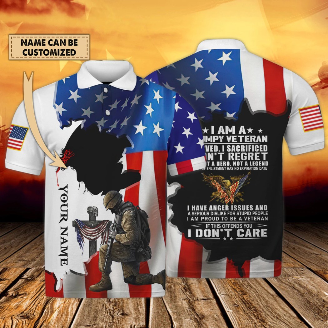Veteran And God US Flag Background 3D Polo Shirt
