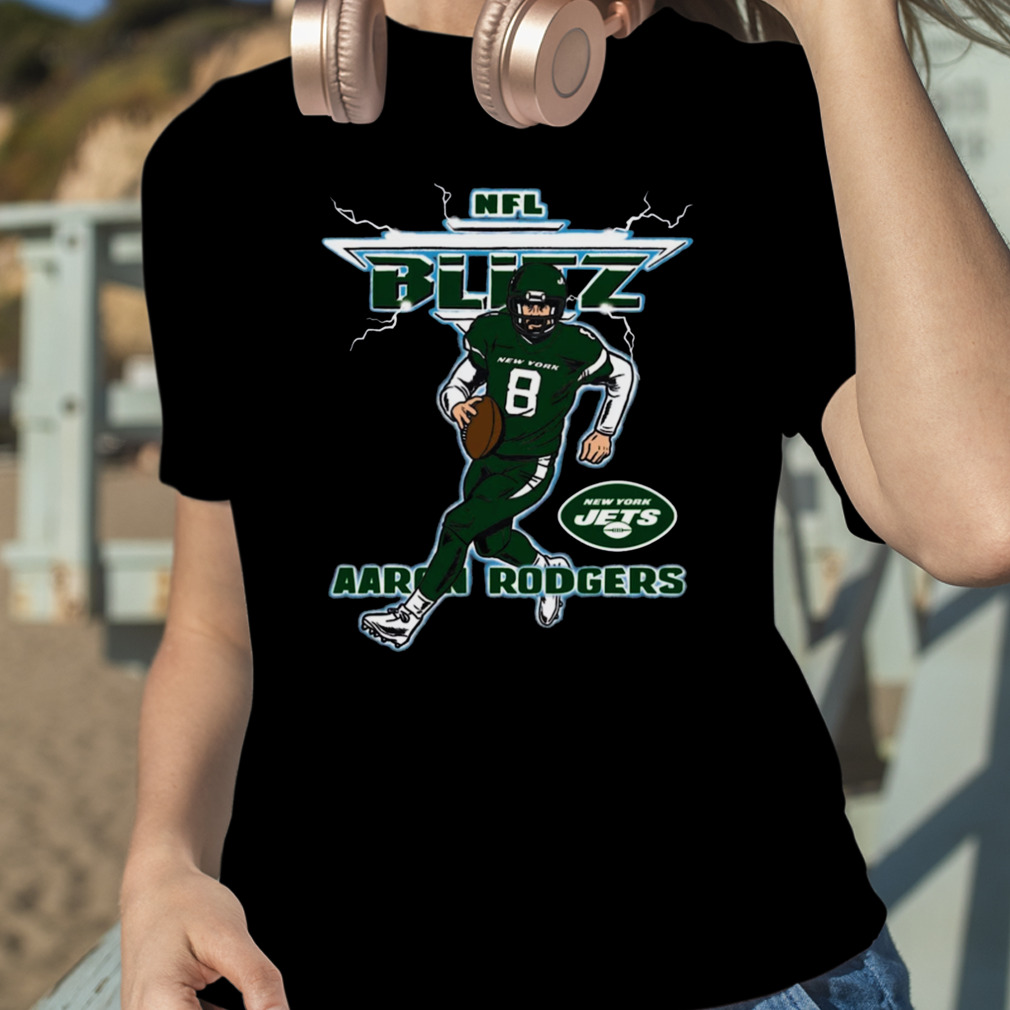 Men's Homage Aaron Rodgers Charcoal New York Jets Blitz Graphic T-Shirt