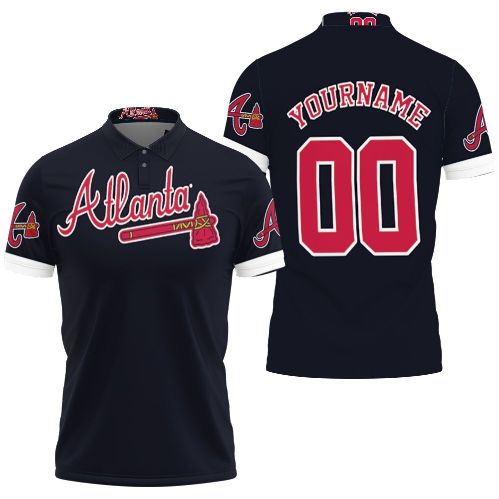 Atlanta Braves Majestic 2019 Alternate Navy Personalized Black Jersey  Inspired Hawaiian Shirt