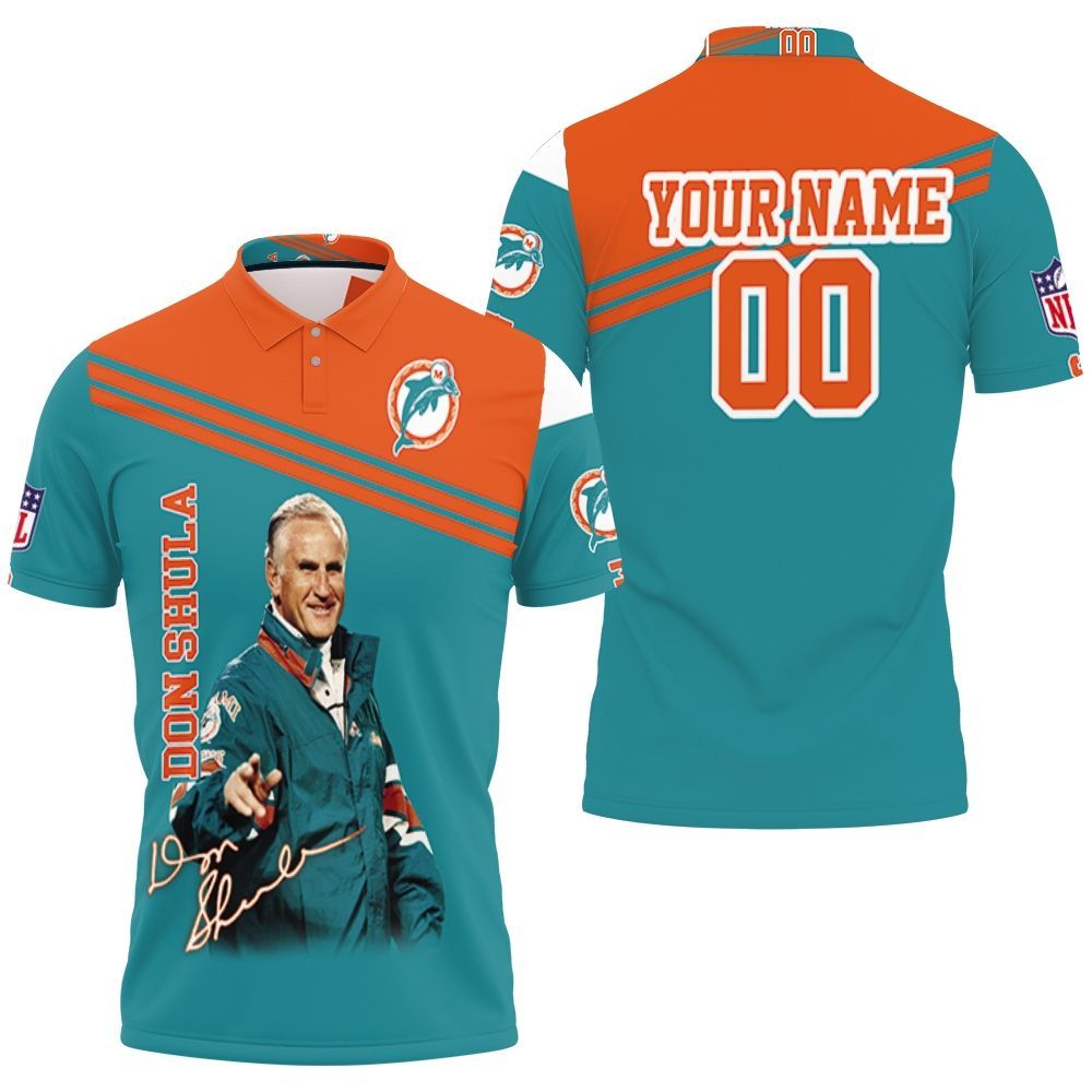 Don Shula Famous Coach 1930-2020 Miami Dolphins Nfl American Football Team  Logo 3d Designed Allover Gift For Dolphins Fans Polo Shirt - Bluefink