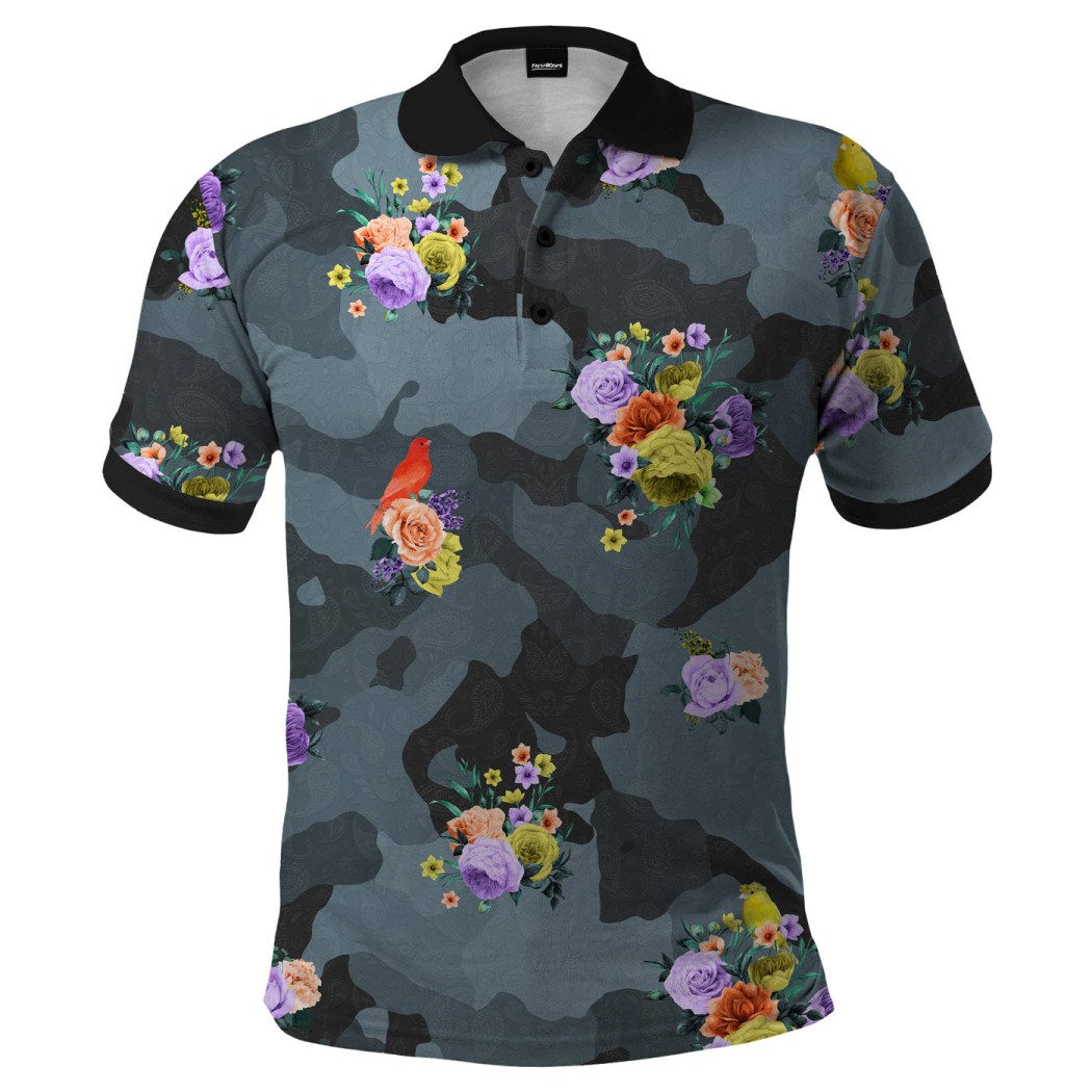 Flowers Camo Pattern 3D Polo Shirt