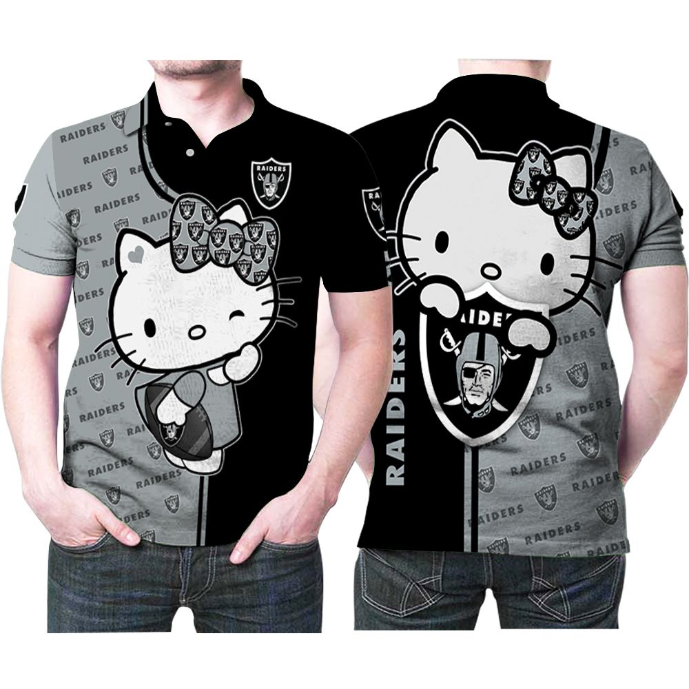 Oakland Raiders Hello Kitty Fan 3d Jersey Baseball Jacket - Teeruto