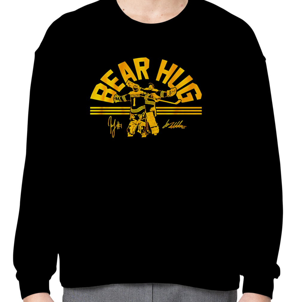 Jeremy Swayman, Linus Ullmark Bear hug Boston Bruins signatures shirt,  hoodie, sweater, long sleeve and tank top